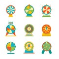 Cartoon Color Different Roulette Wheel Fortune Icons Set. Vector Royalty Free Stock Photo