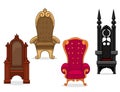 Cartoon Color Different Royal Armchairs Set. Vector