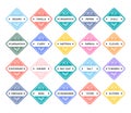 Cartoon Color Different Spices and Herbs Stickers Set. Vector