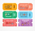 Cartoon Color Different Tickets Icon Set. Vector Royalty Free Stock Photo