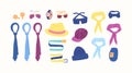 Cartoon Color Different Type Clothes Male Accessories Set. Vector Royalty Free Stock Photo