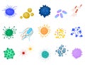 Cartoon Color Different Viruses Icon Set. Vector Royalty Free Stock Photo