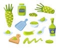 Cartoon Color Different Wasabi Icons Set. Vector Royalty Free Stock Photo