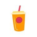 Cartoon Color Drink Cup with Straw. Vector Royalty Free Stock Photo