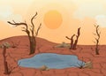 Cartoon Color Dry Land Scene Concept. Vector Royalty Free Stock Photo