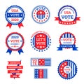 Cartoon Color Election Label Badge Sign Set Concept Flat Design Style. Vector