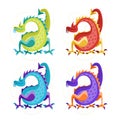 Cartoon Color Fantasy Animal Dragon Set. Vector Royalty Free Stock Photo