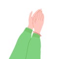 Cartoon Color Female Clapping Human Hands Icon. Vector