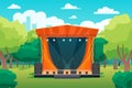 Cartoon Color Festival Music Concert Stage Outdoor Park Landscape Scene Concept. Vector Royalty Free Stock Photo