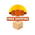 Cartoon Color Free Shipping Concept Flat Design. Vector