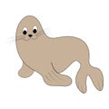Cartoon color fur seal outline. Vector color illustration isolated on white background. Decoration for greeting cards, posters, Royalty Free Stock Photo