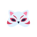 Cartoon Color Half Japanese Kitsune Mask. Vector Royalty Free Stock Photo