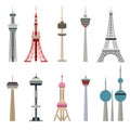 Cartoon Color High Towers Collection. Vector