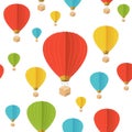 Cartoon Color Hot Air Ballon Seamless Pattern Background. Vector Royalty Free Stock Photo