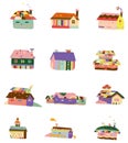 Cartoon color house icon
