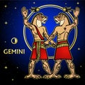 Cartoon color illustration: Zodiac sign Gemini. Royalty Free Stock Photo