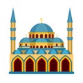 Cartoon Color Islamic Mosque Religious Building. Vector Royalty Free Stock Photo