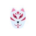 Cartoon Color Japanese Kitsune Mask. Vector