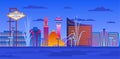 Cartoon Color Las Vegas City Skyline Landscape Scene Concept. Vector