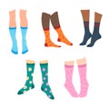 Cartoon Color Legs and Trendy Socks Set. Vector Royalty Free Stock Photo