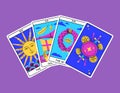 Cartoon Color Magical Tarot Cards Major Arcana Set Semicircle. Vector