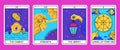 Cartoon Color Magical Tarot Cards Major Arcana Set. Vector