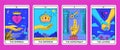 Cartoon Color Magical Tarot Cards Major Arcana Set. Vector