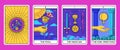 Cartoon Color Magical Tarot Cards Major Arcana Set. Vector