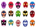 Cartoon Color Mexican Wrestling Mask Icon Set. Vector Royalty Free Stock Photo