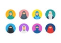 Cartoon Color Middle East Women Religious Apparel Avatar Set. Vector