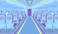 Cartoon Color Modern Plane Interior Inside Concept. Vector