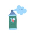 Cartoon Color Mosquito Insect Repellent Bottle. Vector