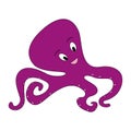 Cartoon color octopus outline. Vector color illustration isolated on white background. Decoration for greeting cards, posters,