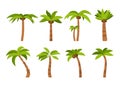 Cartoon Color Palma Tree Icon Set. Vector Royalty Free Stock Photo