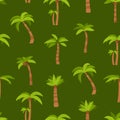 Cartoon Color Palma Tree Seamless Pattern Background. Vector