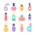 Cartoon Color Perfume Bottles Icons Set. Vector Royalty Free Stock Photo