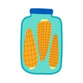 Cartoon Color Pickled Corn in Jar Icon. Vector Royalty Free Stock Photo