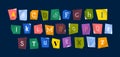 Cartoon Color Sliced Letters Different Style Clipping Alphabet Concept. Vector