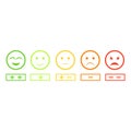 Cartoon Color Smiley Thin Line Icons Set Feedback Concept. Vector