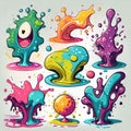 Cartoon color splashes