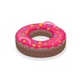 Cartoon Color Swimming Ring Donut Toy on a White. Vector