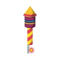 Cartoon Color Traditional Firecracker or Pyrotechnics Rocket Icon. Vector Royalty Free Stock Photo