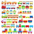 Cartoon Train Toy Children Signs Icon Set. Vector Royalty Free Stock Photo