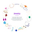 Cartoon Color Type Jewelry Banner Card Circle. Vector