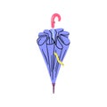 Cartoon Color Walking Stick Umbrella Icon Closed View. Vector