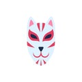 Cartoon Color Whole Japanese Kitsune Mask. Vector Royalty Free Stock Photo