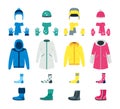 Cartoon Color Winter Clothes Icon Set. Vector Royalty Free Stock Photo