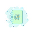 Cartoon colored address book icon in comic style. Email note ill Royalty Free Stock Photo