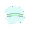 Cartoon colored badge ribbon icon in comic style. Award medal il