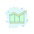 Cartoon colored chart growth icon in comic style. Graph sign ill Royalty Free Stock Photo